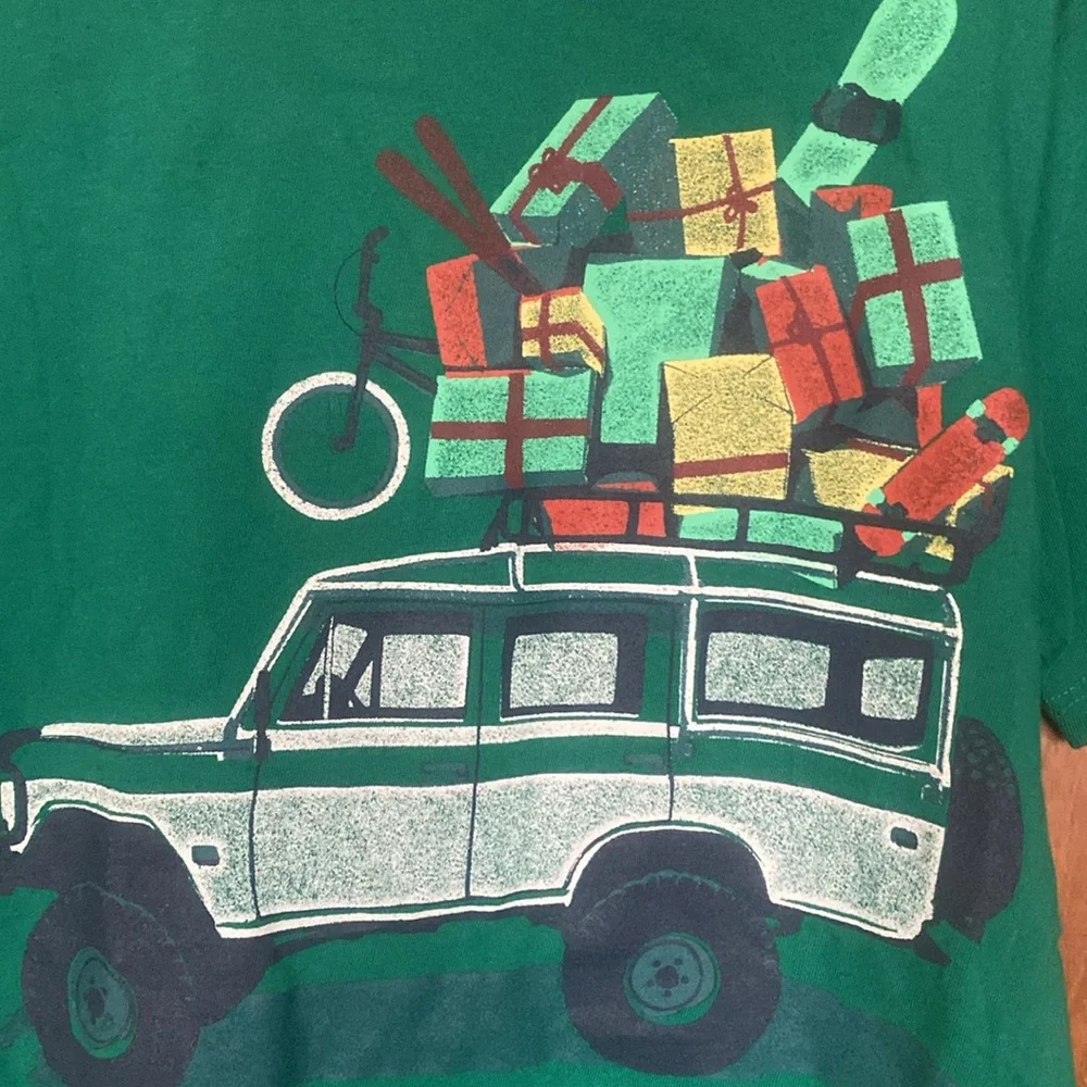 NWT Gap Elf Christmas long sleeve gray, size 8/M & short sleeve truck w/gifts